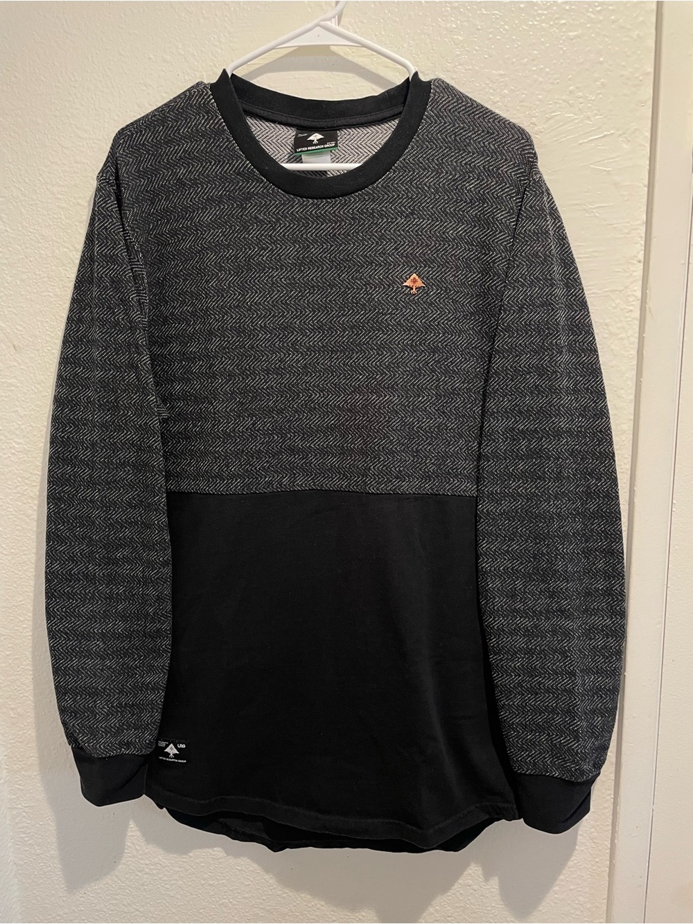 LRG Lifted Research Group Crewneck Shirt Mens Medium Mixed Media Two-Tone 🌳